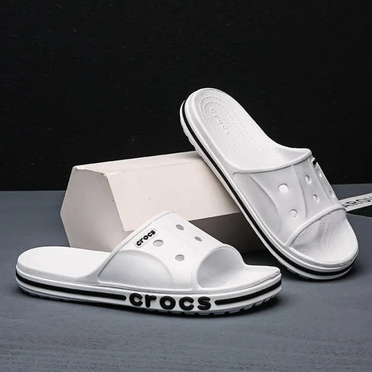 Crocs Bayaband Slides (White-Black)