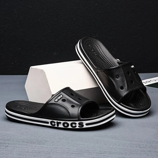 Crocs Bayaband Slides (Black-White)